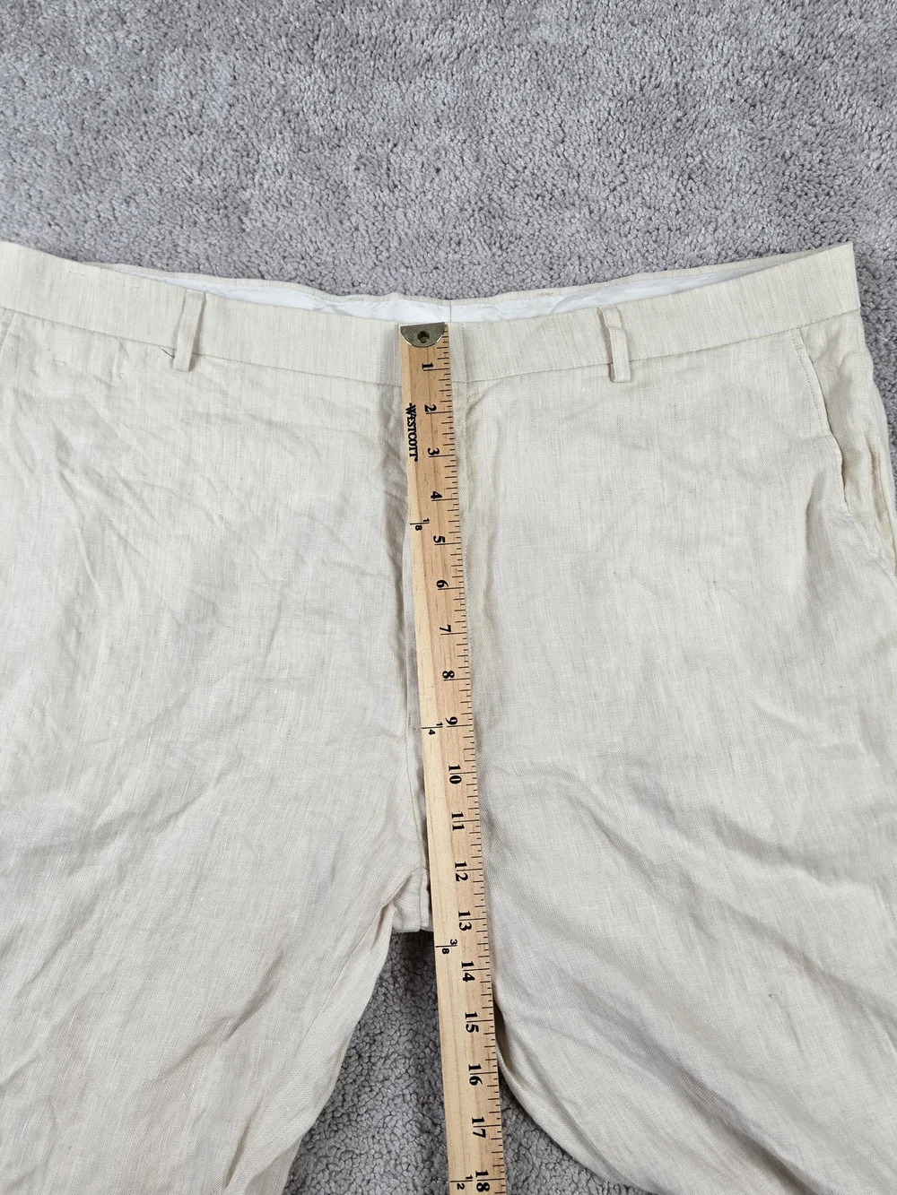 Murano Baird McNutt Linen Pants Mens 42x36 Beige Zac Fit Trousers Cuffed Coastal